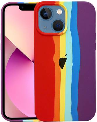 KHR Back Cover for APPLE iPhone 13 Rainbow and Flexible Colourful Liquid Silicone Shockproof Cover