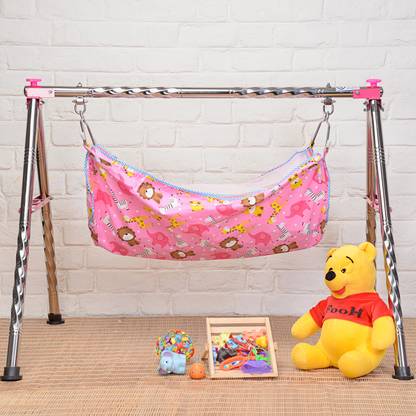 JIN Semi Foldable Cradle With Round Frame (Pink)