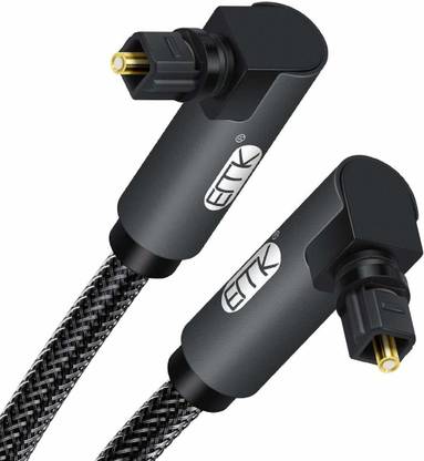 Emk Fiber Optical Cable 0 A 1 m Cotton Braided 1Meter 90 Degree Optical Audio Cable ,Toslink Cable Nylon Braided Digital Audio Optical Cable For Sound Bar, TV, PS4, X,box Grey (3.3ft)