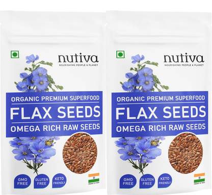 Nutiva Organics 2 packs of Flax Seeds 300 Gram Each Pouch Seed