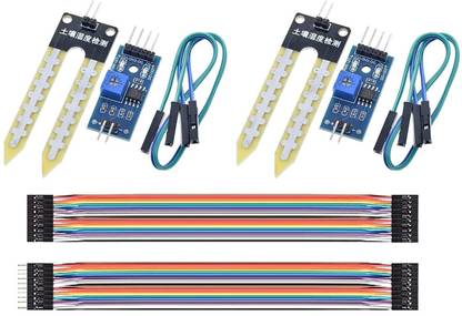 Grahikum LM393 3.3V-5V Soil Moisture Detect Sensor Soil Moisture Sensor Soil Hygrometer Detection With 10 Pcs Jumper Wire for Arduino Automatic Watering System Robot (Pack of 2) Electronic Components Electronic Hobby Kit