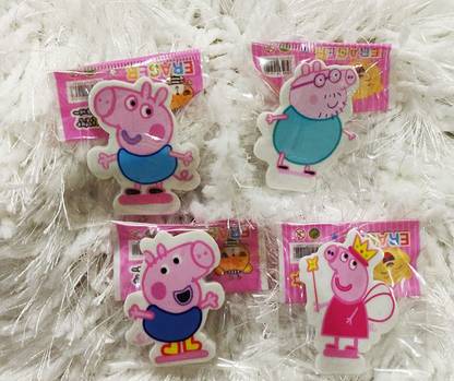 Trisav Pipa Pig Style Kids Erasers (Set of 4) Non-Toxic Eraser