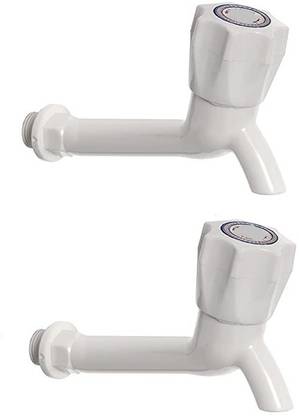 Chipkart by POLO M-01003 Premium PVC Long body Bib Cock/Water Taps for Kitchen, Bathroom, Wash Basins, PVC Taps Faucet for Hot and Cold Water - (1/2" , 13mm) Set of 2 pcs Bib Tap Faucet