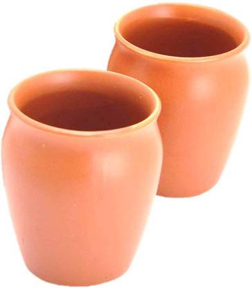 hc the crafts (Pack of 2) Clay Glass for Tea, Drinking Water, Tea, Lassi, WineClay Milk Glass pack of 2 Glass Set Water/Juice Glass