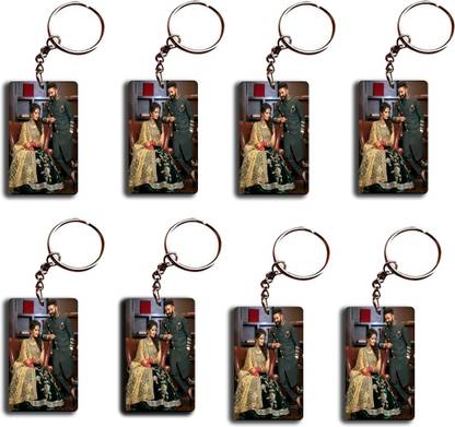Friendskart Personalized & Customized Front Photo Keychain Rectangle PACK 8 Key Chain
