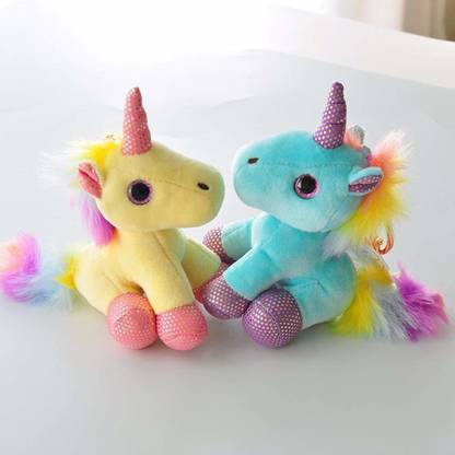 Samvardhan Rainbow Unicorn Keychain Unicorn Poof Tail Plush Pendant Unicorn Plush Toy Key Ring Key Chain