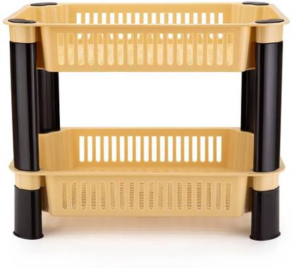FLOWINZZA Multi Purpose Vegetable Storage Rack Plastic Space Saving Basket Organizer Plastic Kitchen Trolley