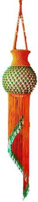 Adiraj Arts Akash Kandil /Diwali Lantern / Diva/ Deep / Sky Lantern Orange Wool, Crystal Hanging Lantern