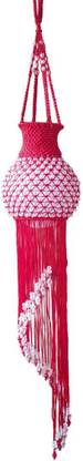Adiraj Arts Akash Kandil /Diwali Lantern / Diva/ Deep / Sky Lantern Red Wool, Crystal Hanging Lantern