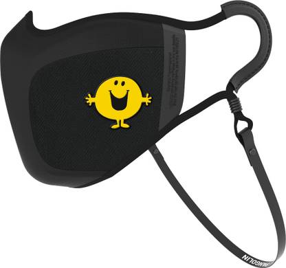 Pangolin Pangolin LITTLE MR HAPPY Luftmaske without Valves Cotton Face Mask - Unisex Durable & Comfortable Protective Layers Mask with Adjustable Earloop - Reusable, Breathable & Washable Face Mask LU-BLA-M-NV-BLTR-MRMEN-HAPPY Reusable Cloth Mask With Melt Blown Fabric Layer