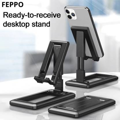 FEPPO Mobile Phone Stand, Angle Height Adjustable Cell Phone Stand for Desk, Fully Foldable Phone Holder Stand, Cradle, Dock, Tablet Stand, Compatible with All Mobile Phone and Tablets Mobile Holder