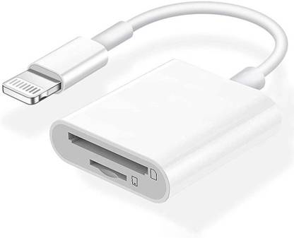 microware White Lightning to SD TF Card Camera Reader Adapter for iPhone/iPad, iPhone SE Dual Card Slot DSLR Camera Trail Game Camera Dash Cams SD/Micro SD Card Reader Supports All iOS-Plug and Play Phone Converter