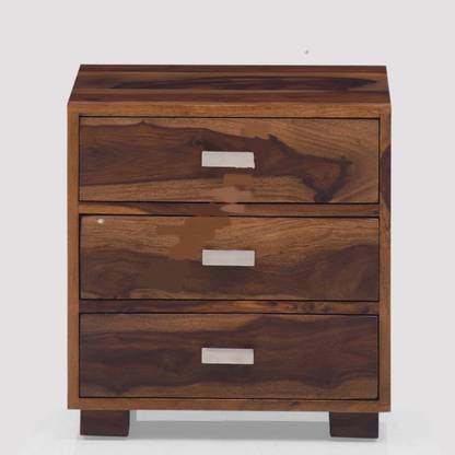 FURNISELAN Sheesham Solid Wood Bedside Table With 3 Drawer Storage Solid Wood Bedside Table