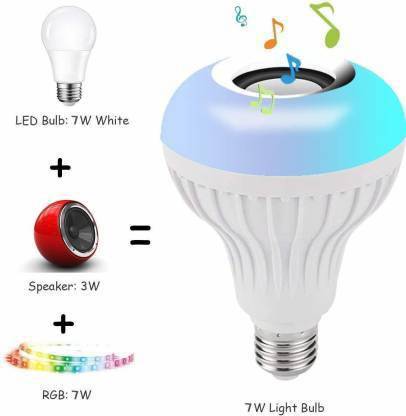 DL ZONE Color Changing LED Smart Light Lamp with Bluetooth Speaker RGB Self Changing Color Lamp with Remote Control for Home, Bedroom,Party Decoration Smart Bulb