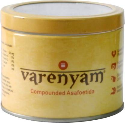 VARENYAM Compounded Asafoetida/Hing Powder 50g | Premium Tin Pack