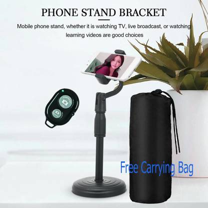 POZUB TOP SELLING Mobile Tripod Stand With Selfie Shutter Remote + Free Dustproof Bag T210 Mobile Holder Multi-Functional Portable to Attend Online Classes, Watch Movies Shooting Videos, Live Streaming Shoot Video , for All Smartphone’s Broadcast & Microphone Mobile Phone Stand for Live Broadcast Desk Table Clip Bracket Table Mount Cell Phone Support Holder Wireless Bluetooth Shutter Remote Compatible Selfie Stick & Tripod All Mobile Camera Remote Control Tripod, Tripod Kit, Tripod Clamp, Tripod Bracket