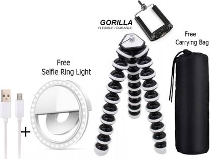 बुफोना Best SELFIE RING LIGHT + GORILLA TRIPOD + DUSTPROOF BAG Fully Flexible Portable & Foldable Camera & Mobile Tripod With Mobile Clip Holder BUF-GLA87 Bracket Fully Flexible Mount Cum Tripod Stand With Three-Dimensional Head & Quick Release T9 Plate Gorilla Tripod DSLR , Smartphone & Action Cameras Mobile Holder Octopus Stand/Mobile Holder Gorilla Mobile Holder Multi-Use Selfie Stick Photography 3 levels Selfie LED Flash Light ट्राइपॉड, मोनोपॉड किट, मोनोपॉड, ट्राइपॉड किट, ट्राईपॉड क्लैंप, ट्राइपॉड बॉल हेड