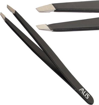 alis Black Square Tip Tweezer Great Precision for Hair Plucker, Eyebrow, Upper Lips Eyelash Extensions for Daily Beauty Routine (BP-00A32)
