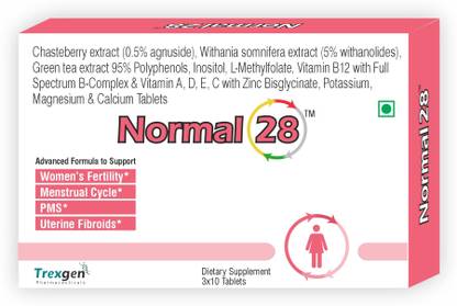 Trexgen NORMAL28 Menstrual Cycle PMS, Mesopause Infertility Support Chasteberry Complex
