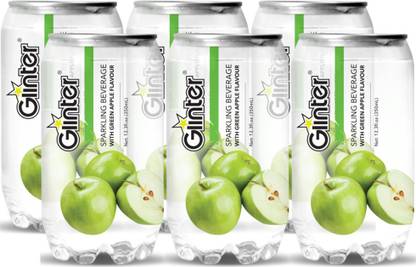 Glinter Sparkling Water Apple Flavoured Tonic Water best for Mixers, Pack of 6 Cans, 350ml Each Can