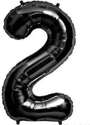 FLIPZONE Solid Black Foil "2" (Two) Number Balloon For Party Letter Balloon