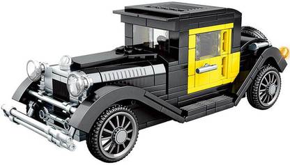 Pulsbery Vintage Car Model Building Block Brick Set Kit Building Bricks and Engineering Construction Toy Collectible Cars Model Racing Car Bricks Toy for Kids