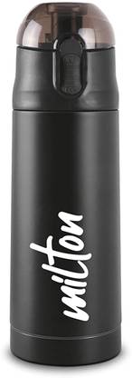 MILTON New Crown-400 Thermosteel Hot and Cold Insulated Water Bottle, 350 ML, Black 350 ml Flask