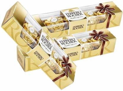 FERRERO ROCHER 4pcs Premium Chocolate Combo For Birthday, Diwali, Christmas, Holi, Anniversary, New Year, Rakhi | Premium Chocoate ( 3 x 50g) Truffles