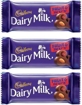 Cadbury Dairy Milk Fruit & Nut Chocolate 36 Gram Pack Of 3 Bars Bars