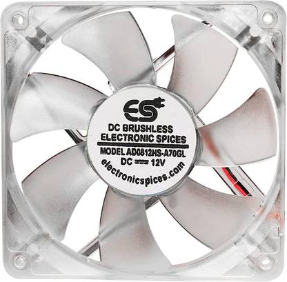 Electronic Spices DC12V Transparent Cooling Fan with 3 Color Led 12CM Compatible for Receiver, Router, Laptop, Computer Ventilator (Clear White) Cooling Fan All in one Cooler