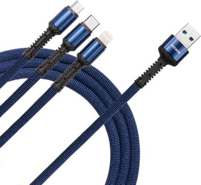 Accede USB Type C Cable 2.4 A 1.2 m A156 Universal Nxt 3 in 1 Multifunction High Speed Charging USB Cable Compatible with Android, Type C for iPhone All Smartphone- 1.2Meter