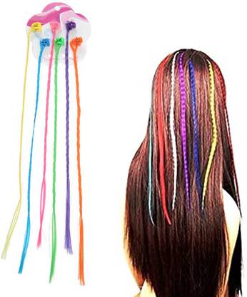 Ritzkart 6 Pcs Braid Style Coloured Hair Extension Streak For Girls And Women Hair Accessories For Parties And Weddings Braid Extension