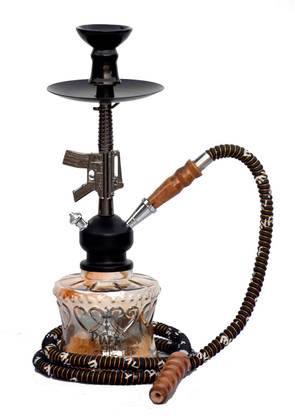 PUFF KING Hookah Pot Gun Design Decorative Glass Hookah for Flavour Hukkah (5012) 15 inch Glass Hookah
