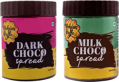 The Belgian Waffle Co Delicious, Creamy Smooth Spread Combo | Milk Chocolate x 1, Dark Chocolate x 1 | (Pack of 2 x 250 gm Each)