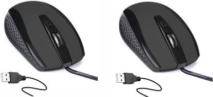 Elderbuy USB Mouse1000 / 1600 CPI (Pack Of 2) Wired Ambidextrous Optical Mouse