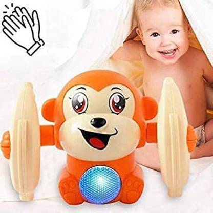 AKTOON TOYS plastic Monkey Dancing And Spinning Rolling Doll (Small, Multicolor)