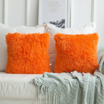 Wondershala Square pillow cushion set for sofa pillows with zipper Microfibre Solid, Geometric Cushion Pack of 2