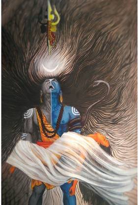 Angry shivji wall poster size 12x18 Paper Print