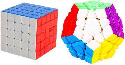 SUVARNA Speed Cube Combo Set of 5x5 Cube and 3 Layer Megaminx High Seed Stickerless Speed Cube Puzzle Set Toy (Combo(5x5Cube+Megaminx Cube)) (2 Pieces)
