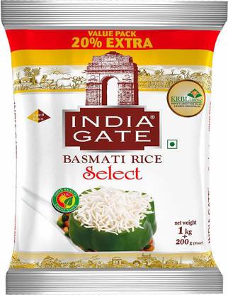 INDIA GATE Select value pack 1 kg Basmati Rice