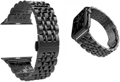 REALCASE Strap Band Compatible for Apple Watch Series 42mm 44mm SE / Series 6/5/4/3/2/1 for Women & Men,Stainless Steel Band for iWatch Cowboy Bracelet Style Replacement Strap (Black) Smart Watch Strap