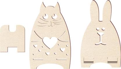 Sticker Hub 16 cm Rabbit Mobile Stand Wooden Cutout Reusable Sticker