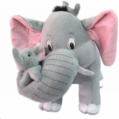 AK TOYS Mother Elephant Mumma with 2 Babies Soft Toy  - 30 cm