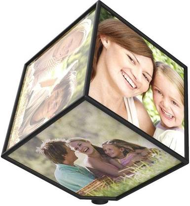 Dhruvi Studio & Gifting Customize Rotating Cube Personalised Photo Frame Valentines Birthday Anniversary Photo Gift | Personalize Photo Frame (6 Photo) Table Lamp