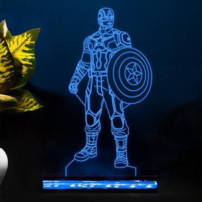StarLaser Captain America 3D Night Light Lamp The Avengers Nightlight 16 Color Changing Light with Remote Control Gift for Birthday Christmas Table Lamp