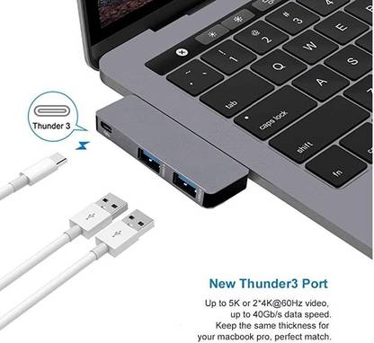 Bestor USB C Hub /Type C Hub for Macbook / 3 in 1 USB-C Splitter Thunderbolt / Usb Hub for macbook, 1xThunderbolt 3 Port, 1x USB 3.0 Port- 5 GB/Sec , 1x USB 2.0 Port. Compatible with MacBook Pro Air and More Type C Devices BST-ODIO USB Hub
