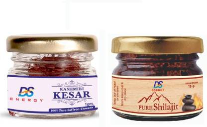 DS Energy Pure Shilajit Resin Form (15 Gram) With Kasimiri Kesar (1 Gram)