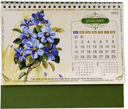 VR Creatives flower Desk Table Calendar Top Calendar 2022 With Planner Organizer 20 Cm X 22 Cm 12 Pages 2022 Table Calendar