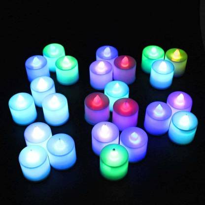 WhiteCloud Color Changing Tea Lights, Flameless diyas Colorful Rainbow LED Tealights, Pack of 24, 7 Colors Flashing Cycle Candles Light for Celebration,Diwali, Party, Gift, Valentine's Day 24 Pcs (24) Candle