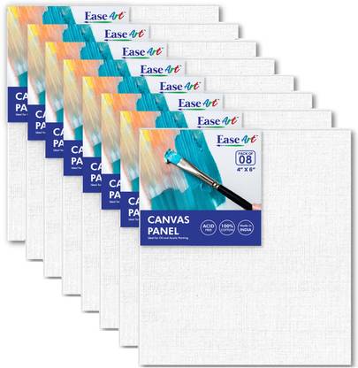 EaseArt Canvas Panel Cotton Fine Grain Acrylic Primed Board, Board Canvas, Primed Canvas Board (Set of 8)
